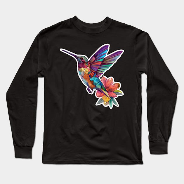 Floral Humming Bird Long Sleeve T-Shirt by Mary_Momerwids